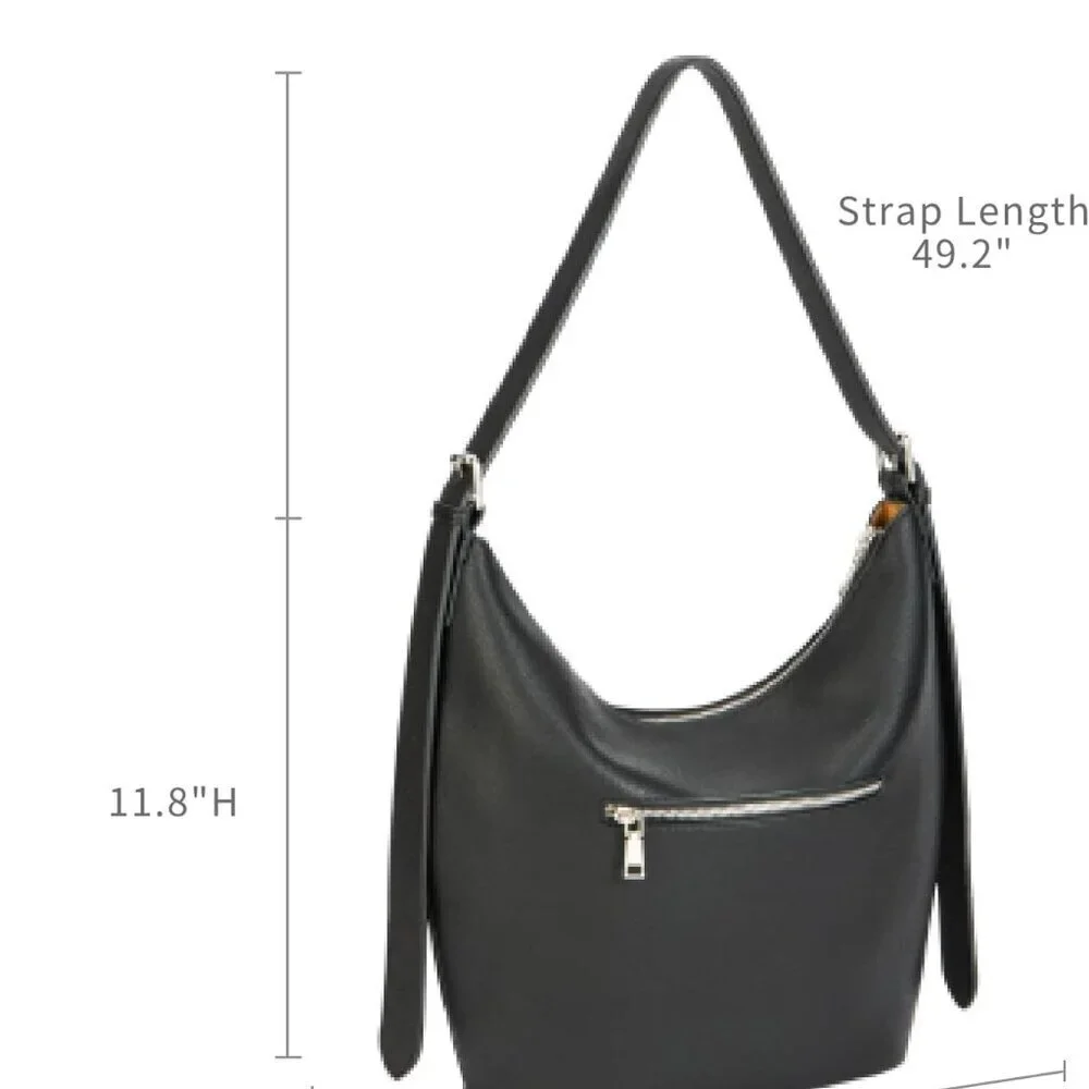 Leather Hobo Crossbody Bag Adjustable Strap Spacious Womens Handbag